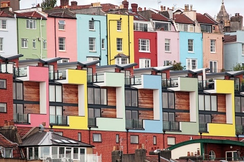 Colourful houses, Bristol, England